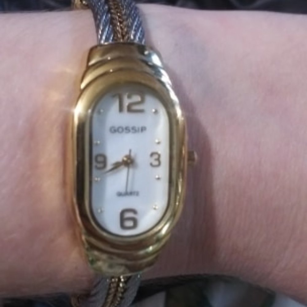 silver gold tone cuff bracelet guess watch